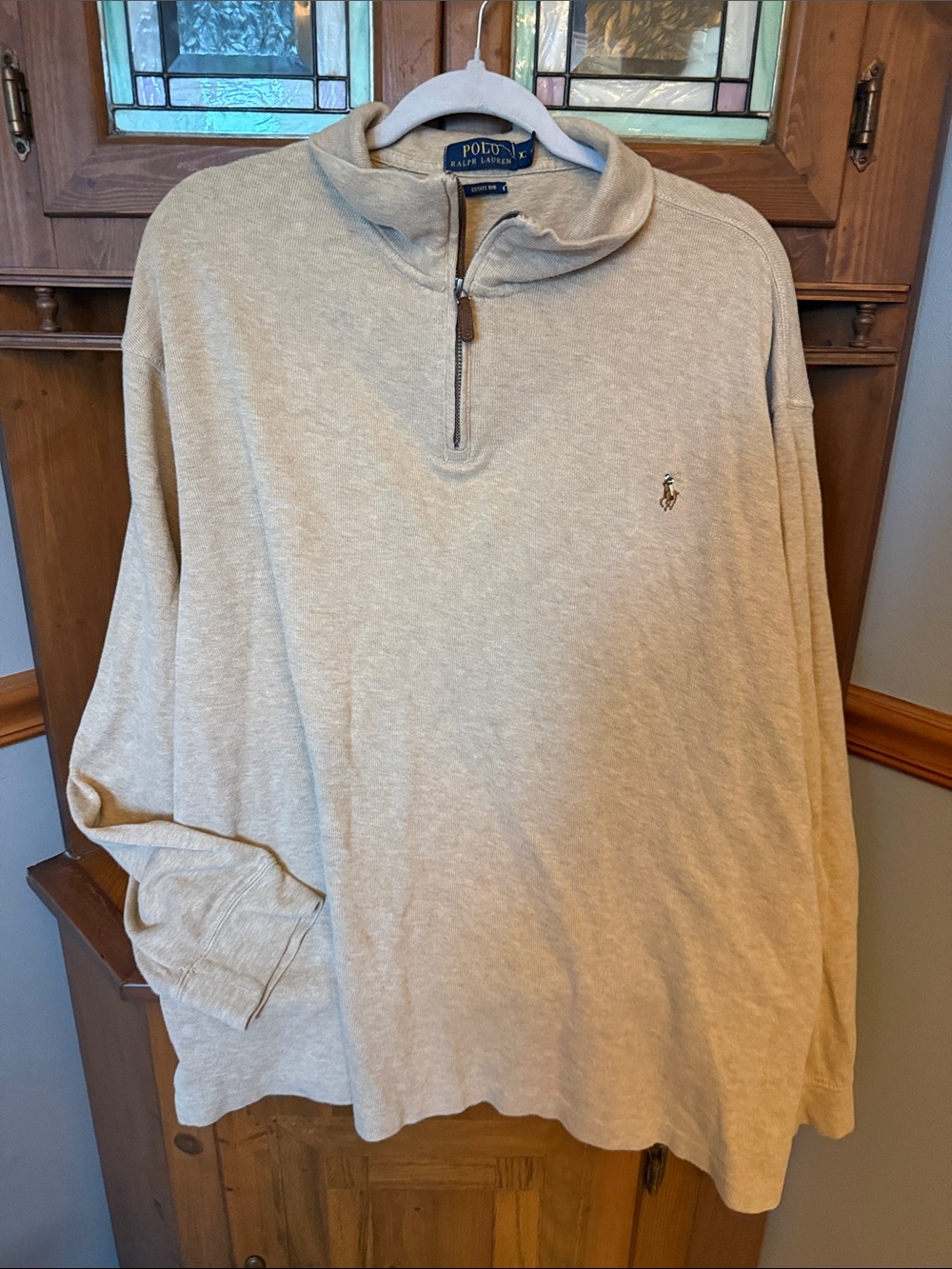 Polo by Ralph Lauren Men's Half-Zip Pullover Sweater in Light Beige